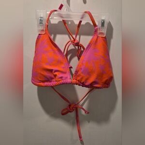 NWOT Pink and Orange Adjustable Triangle Bikini Top